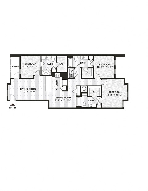 the floor plan of the second level of the apartment building